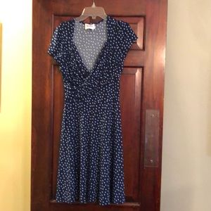 Navy blue flirty polka dot dress